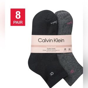 Calvin Klein french terry socks women cushion ankle black white new 8 pairs